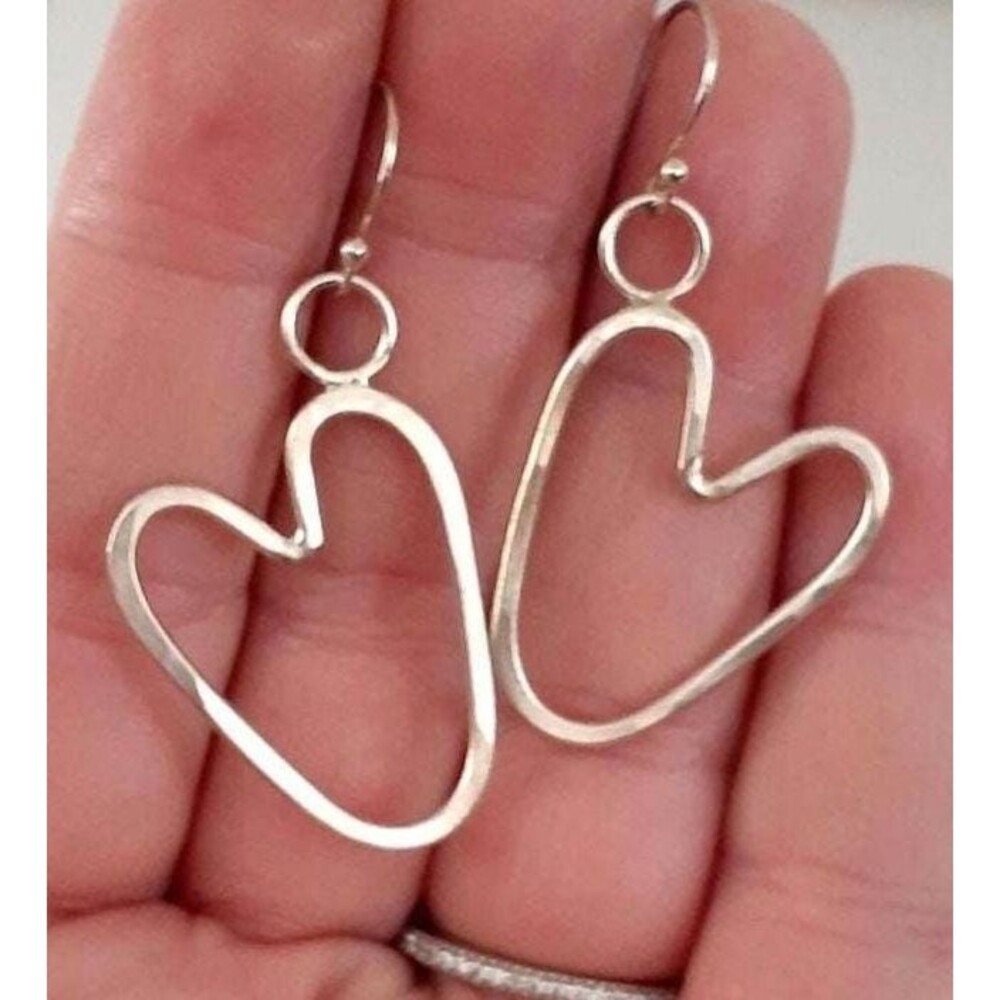 Sterling silver heart open work Dangle/drop Statement earrings